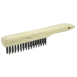 VORTEC PRO SCRATCH BRUSH, .012 CARBON STEEL FILL, SHOE HANDLE, 4 X 16 ROWS 