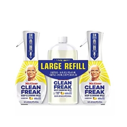 Mr. Clean Clean Freak Deep Cleaning Mist Multi-Surface Spray and Refill, Febreze Lemon Zest (62.9 fl. oz. total) 