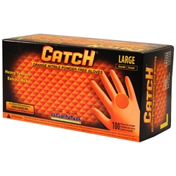 CATCH ORANGE NITRILE POWDER FREE TEXTURED GLOVES- 100 PER BOX 